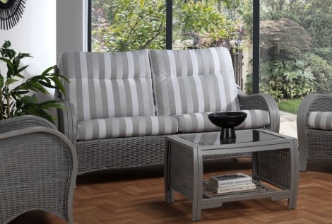 Desser - Turin - Grey Wash - Cane 3 Seater Sofa