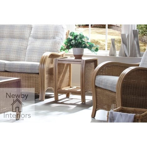 Turin Lamp Table Light Oak Rattan & Glass