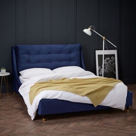 Sloan -  Blue - Velvet - King Size Bed Frame