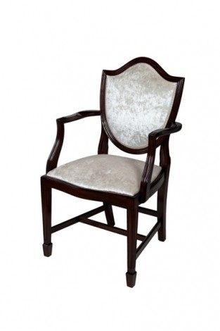 Ashmore Antique Reproduction, Upholstered Shield Back Carver Chair