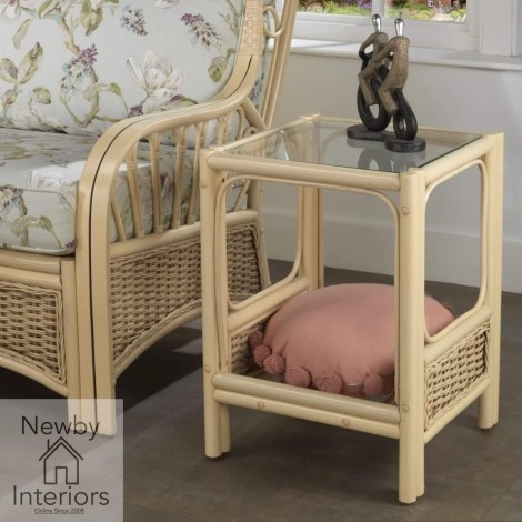 Chelsea Lamp Table Natural Wash Rattan & Glass