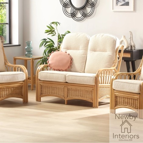 Vale 2 Seater Sofa Light Oak Rattan