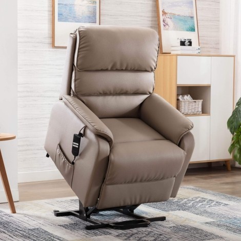 GFA Valencia Riser Recliner - Pebble (Taupe Faux Leather)
