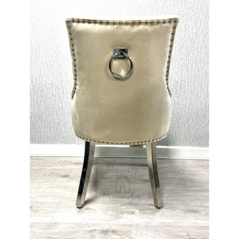 Valencia Mink Velvet, Silver Round Knocker Chair (Pair)