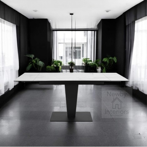 Valentina White Ceramic Side Extending Dining Table (120-180cm)