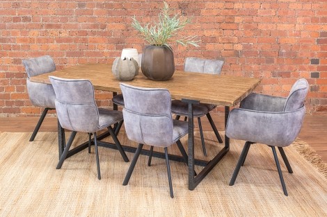 Bolton Reclaimed Pine - Rectangular - Large - Dining Table - Hand-Hammered Iron Legs