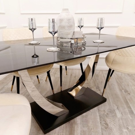 Venus - Black - 160m - Sintered Stone - Stone Dining Table