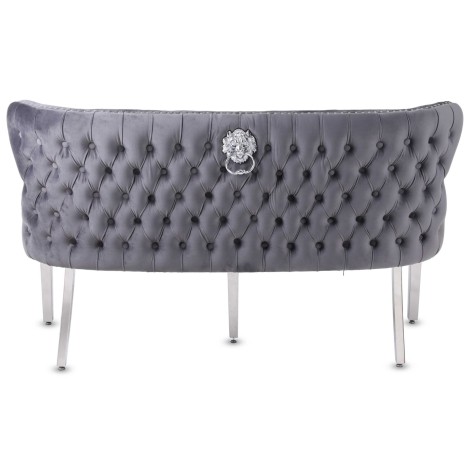 Vicenza -  Lion head Knocker - Buttoned Back - Grey Velvet - High Back Bench