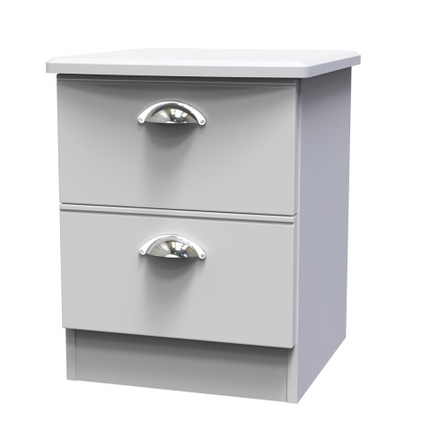 Victoria - 2 Drawer Bedside Cabinet / Bedside Table / Nightstand - Grey Matt Finish