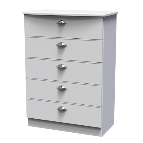 Victoria - Chest of 5 Drawers - Grey Matt Finish