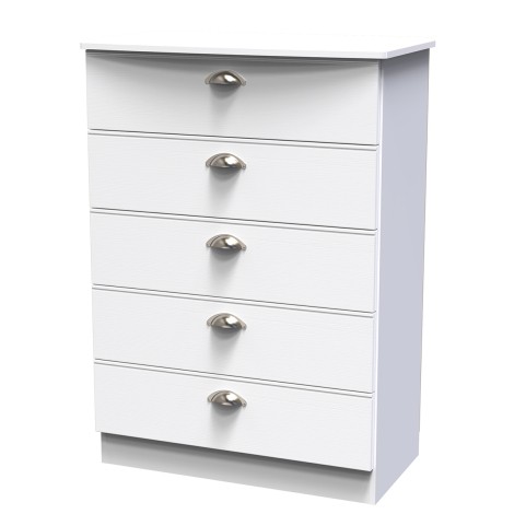 Victoria - Chest of 5 Drawers - White Ash Finish