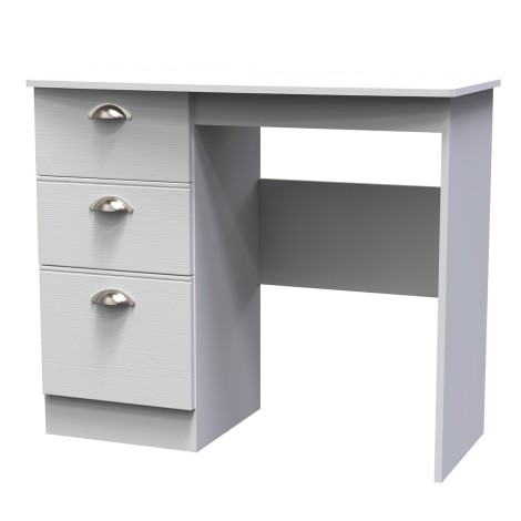 Victoria - Single Pedestal Dressing Table / Vanity Table / Desk - White Ash Finish