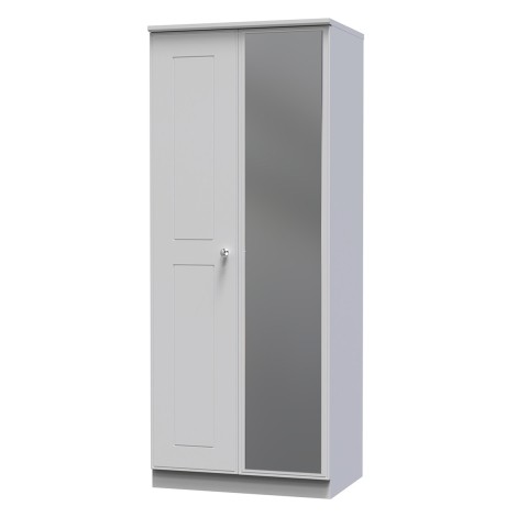Victoria - 2 Door Double Mirror Wardrobe - Grey Matt Finish