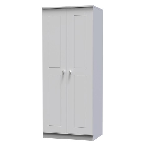Victoria - 2 Door Double Plain Wardrobe - Grey Matt Finish