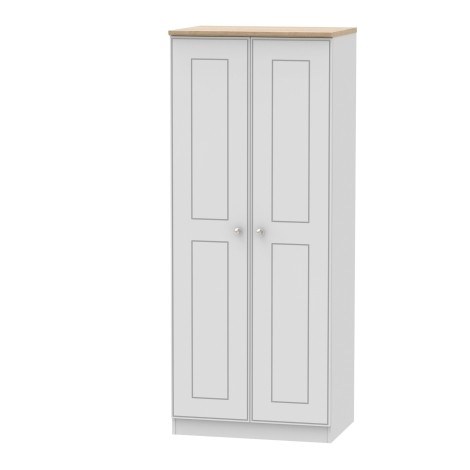 Victoria - Grey Matt with Riviera Oak Top 2 Door Double Plain Wardrobe
