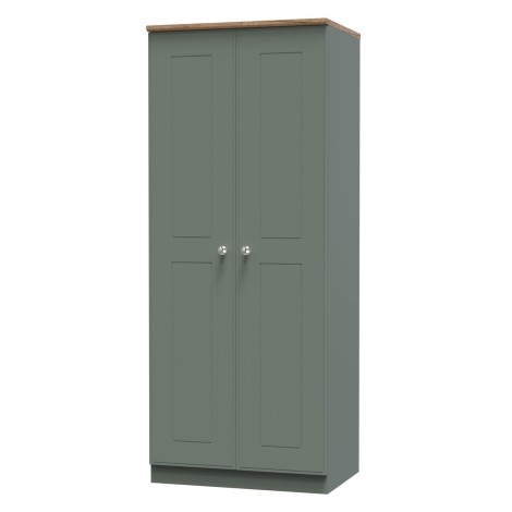 Victoria - Reed Green with Riviera Oak Top 2 Door Double Plain Wardrobe