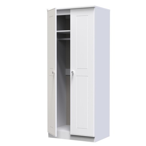 Victoria - 2 Door Double Plain Wardrobe - White Ash Finish