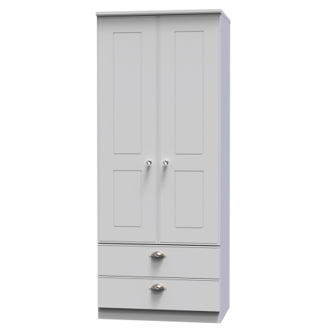 Victoria - 2 Door 2 Drawer Double Plain Wardrobe - Grey Matt Finish