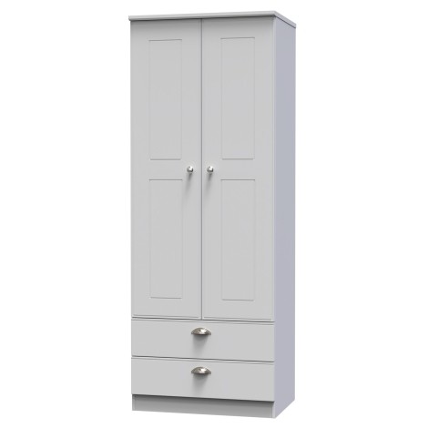 Victoria - 2 Door 2 Drawer Double Tall Plain Wardrobe - Grey Matt Finish