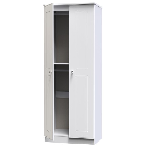 Victoria - 2 Door Double Tall Hanging Wardrobe - White Ash Finish