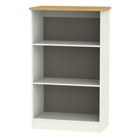 Victoria - Cream Ash with Riviera Oak Top 2 Open Shelves Bookcase