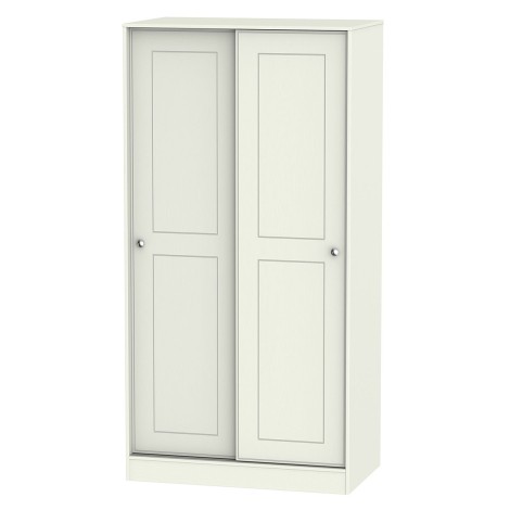 Victoria - Cream Ash with Riviera Oak Top 2 Sliding Door Wardrobe