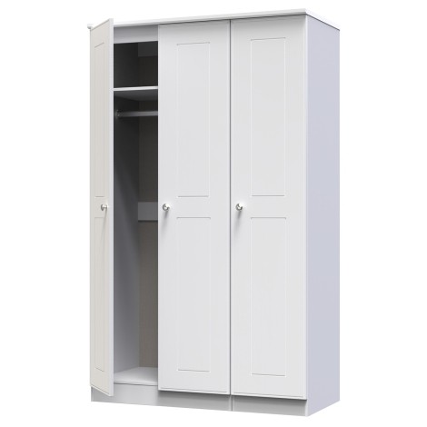 Victoria - 3 Door Triple Plain Wardrobe - White Ash Finish