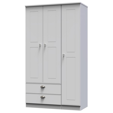 Victoria - 3 Door 2 Drawer Triple Plain Wardrobe - Grey Matt Finish