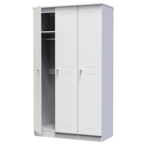 Victoria - 3 Door Triple Tall Plain Wardrobe - White Ash Finish