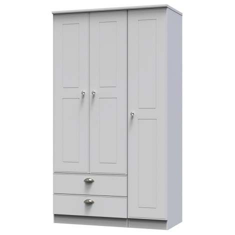 Victoria - 3 Door 2 Drawer Triple Tall Plain Wardrobe - Grey Matt Finish