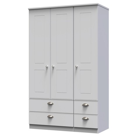 Victoria - 3 Door 4 Drawer Triple Wardrobe - Grey Matt Finish