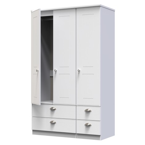 Victoria - 3 Door 4 Drawer Triple Wardrobe - White Ash Finish