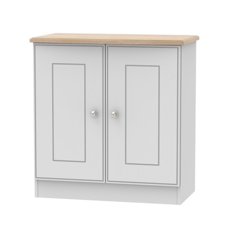 Victoria - Grey Matt with Riviera Oak Top 2 Door Cabinet
