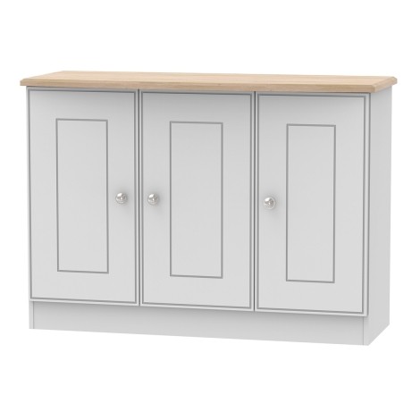 Victoria - Grey Matt with Riviera Oak Top 3 Door Cabinet
