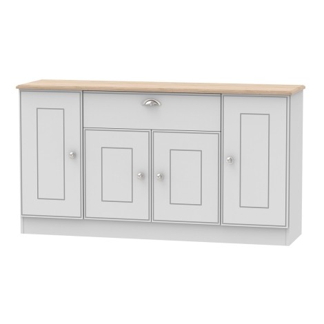 Victoria - Grey Matt with Riviera Oak Top 4 Door 1 Drawer Cabinet