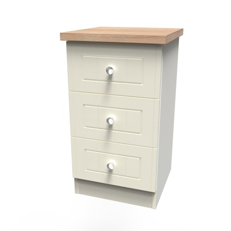 Vienna - Cream Ash with Bardolino Oak Top 3 Drawer Locker