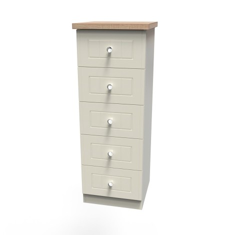 Vienna - Cream Ash with Bardolino Oak Top 5 Drawer Locker