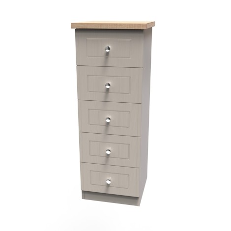 Vienna - Kashmir Ash with Bardolino Oak Top 5 Drawer Locker