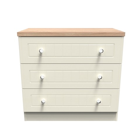 Vienna - Cream Ash with Bardolino Oak Top Chest of 3 Drawers