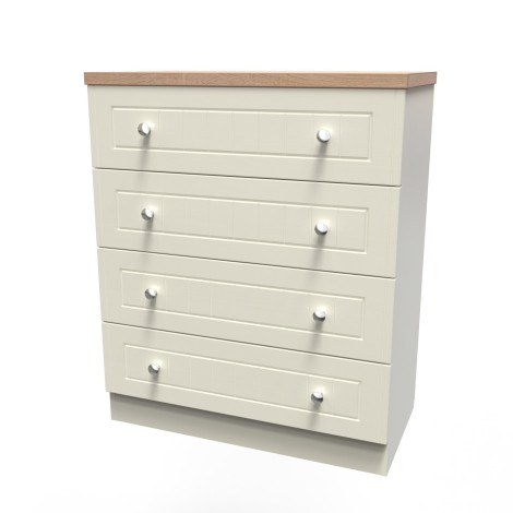 Vienna - Cream Ash with Bardolino Oak Top Chest of 4 Drawers