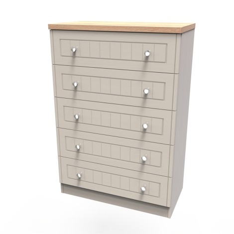 Vienna - Kashmir Ash with Bardolino Oak Top Chest of 5 Drawers