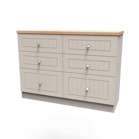 Vienna - Kashmir Ash with Bardolino Oak Top Midi Chest of 6 Drawers