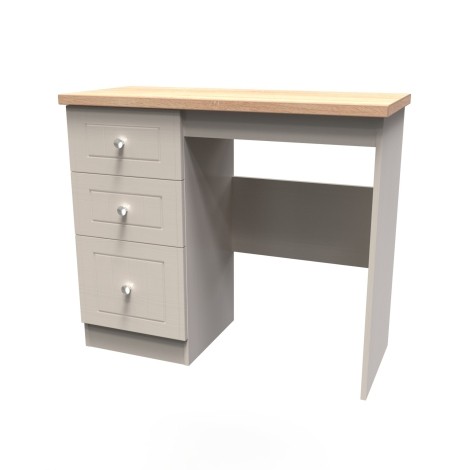 Vienna - Kashmir Ash with Bardolino Oak Top Single Pedestal Dressing Table / Vanity Table / Desk