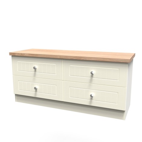 Vienna - Cream Ash with Bardolino Oak Top 4 Drawer Bed Box