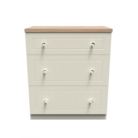 Vienna - Cream Ash with Bardolino Oak Top 3 Drawer Deep Chest