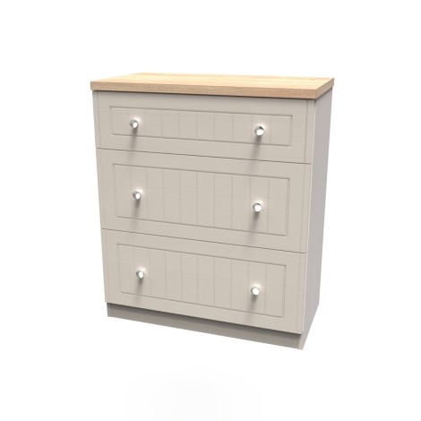 Vienna - Kashmir Ash with Bardolino Oak Top 3 Drawer Deep Chest