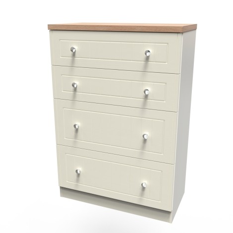 Vienna - Cream Ash with Bardolino Oak Top Chest of 4 Deep Drawers