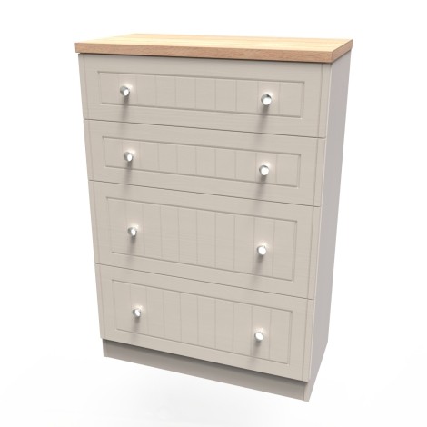 Vienna - Kashmir Ash with Bardolino Oak Top Chest of 4 Deep Drawers