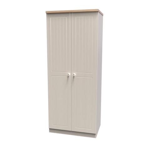 Vienna - Kashmir Ash with Bardolino Oak Top 2 Door Double Plain Wardrobe