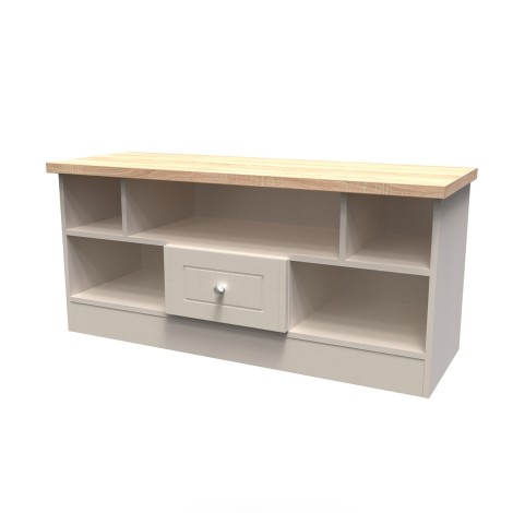 Vienna - Kashmir Ash with Bardolino Oak Top Open TV Unit
